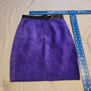 Womens 1980s Phillip Noel Vintage Skirt Purple Swede Size 10